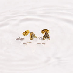 Crystal Initial Stud Earrings