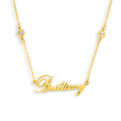 Custom/Personalized Nameplate with Gemstone Accents Necklace