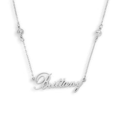 Custom/Personalized Nameplate with Gemstone Accents Necklace