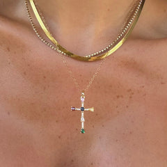 Rainbow Blessings Cross Necklace
